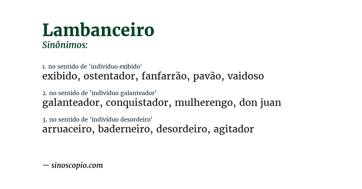 Sinônimo de lambanceiro