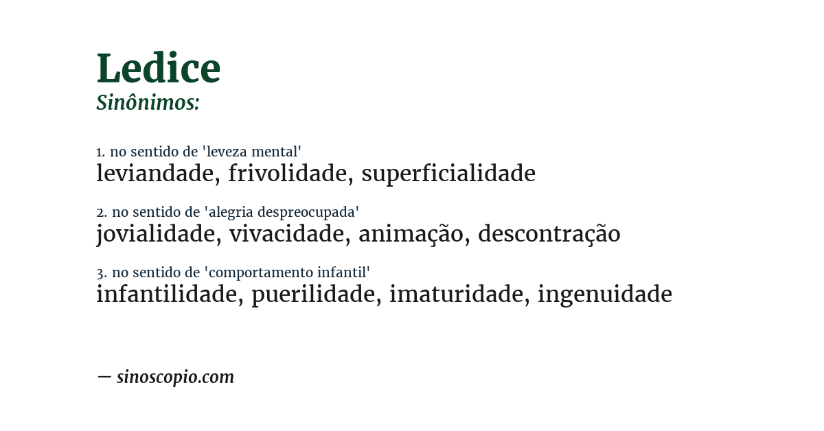 Sinônimo de ledice