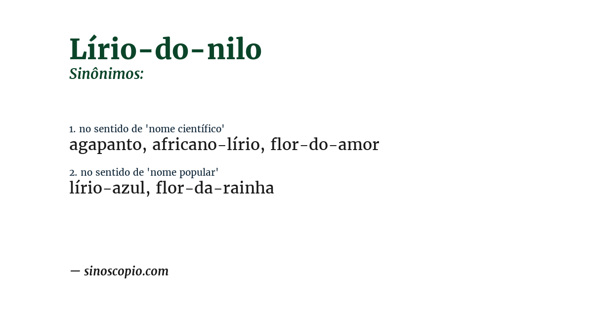 Sinônimo de lírio-do-nilo