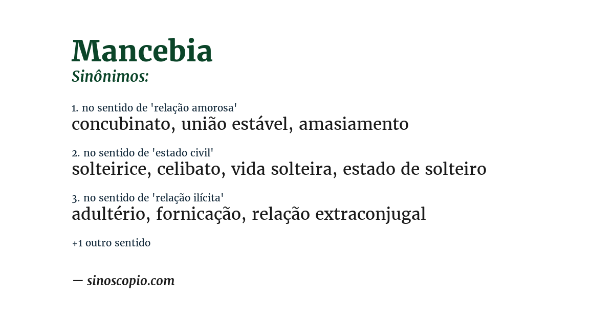 Sinônimo de mancebia