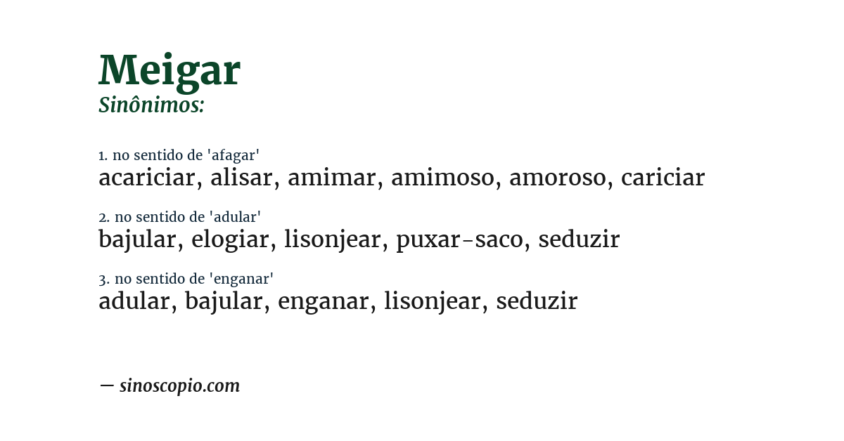 Sinônimo de meigar