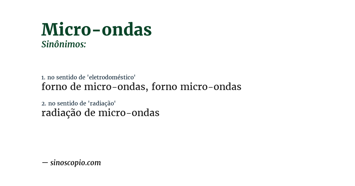Sinônimo de micro-ondas
