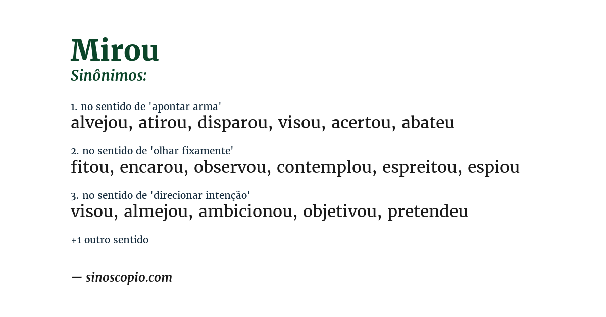 Sinônimo de mirou