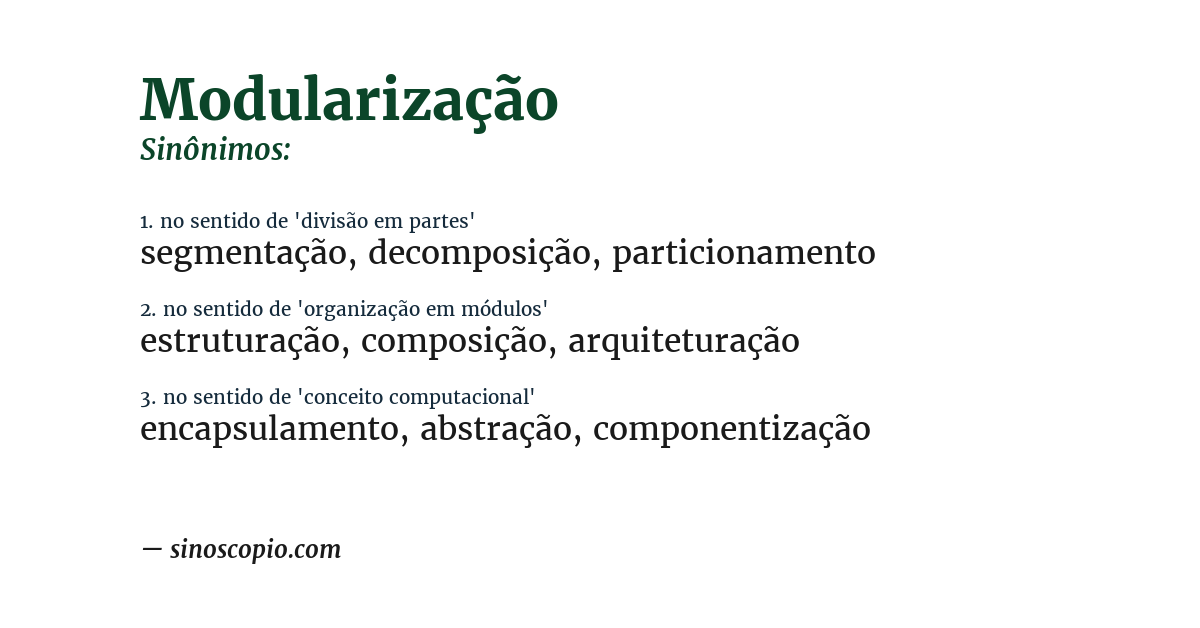 Sinônimo de modularização
