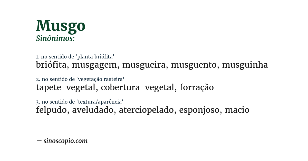 Sinônimo de musgo
