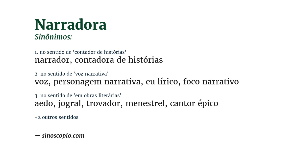 Sinônimo de narradora