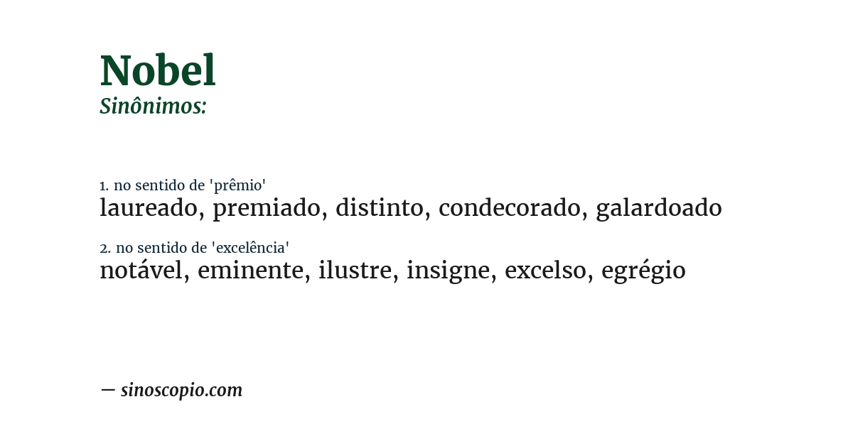 Sinônimo de nobel