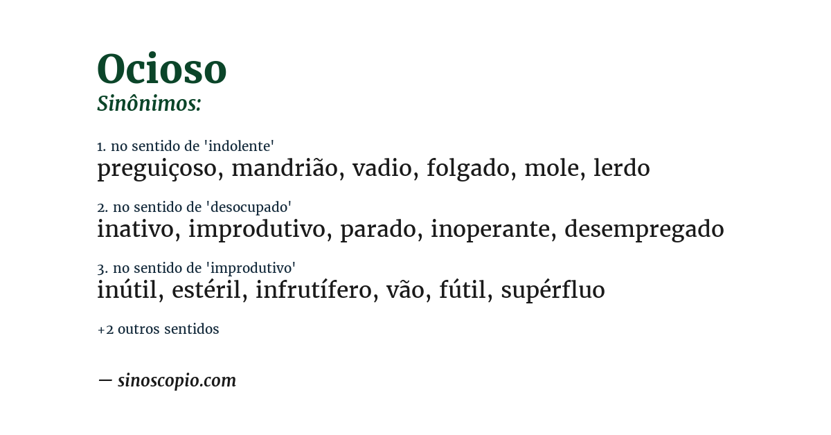 Sinônimo de ocioso
