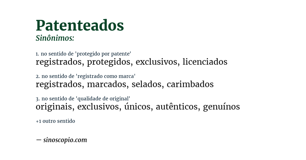Sinônimo de patenteados