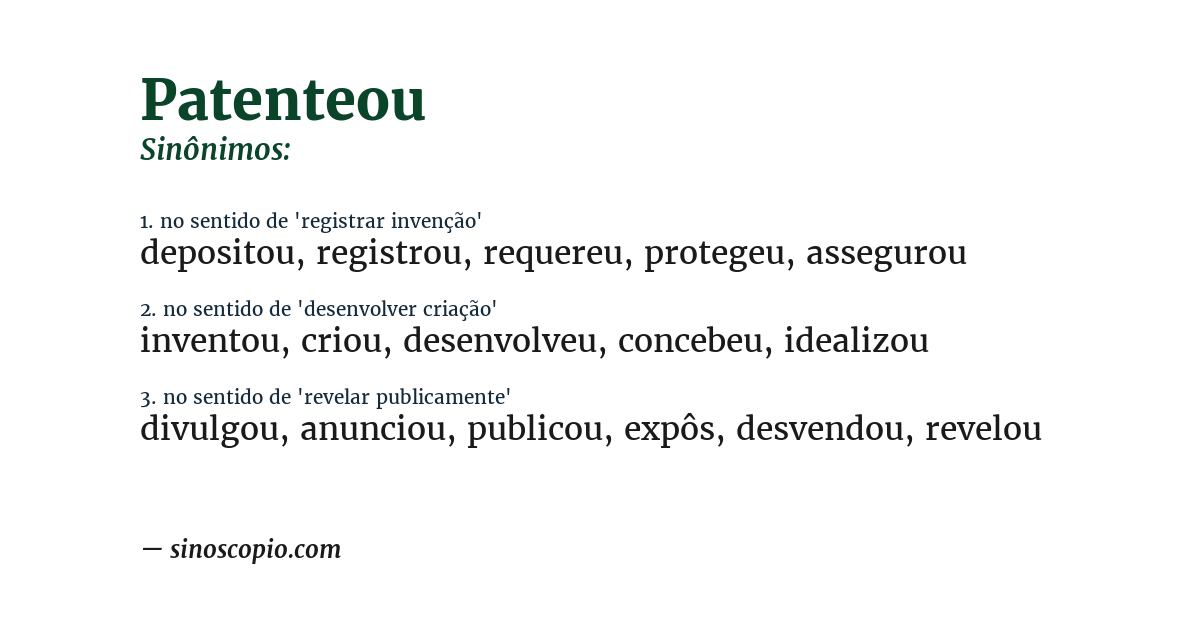Sinônimo de patenteou