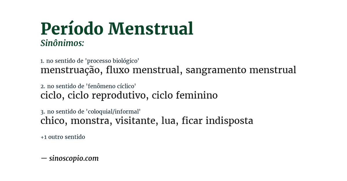 Sinônimo de período menstrual