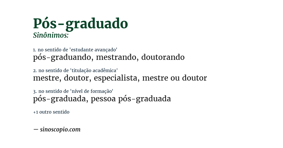Sinônimo de pós-graduado