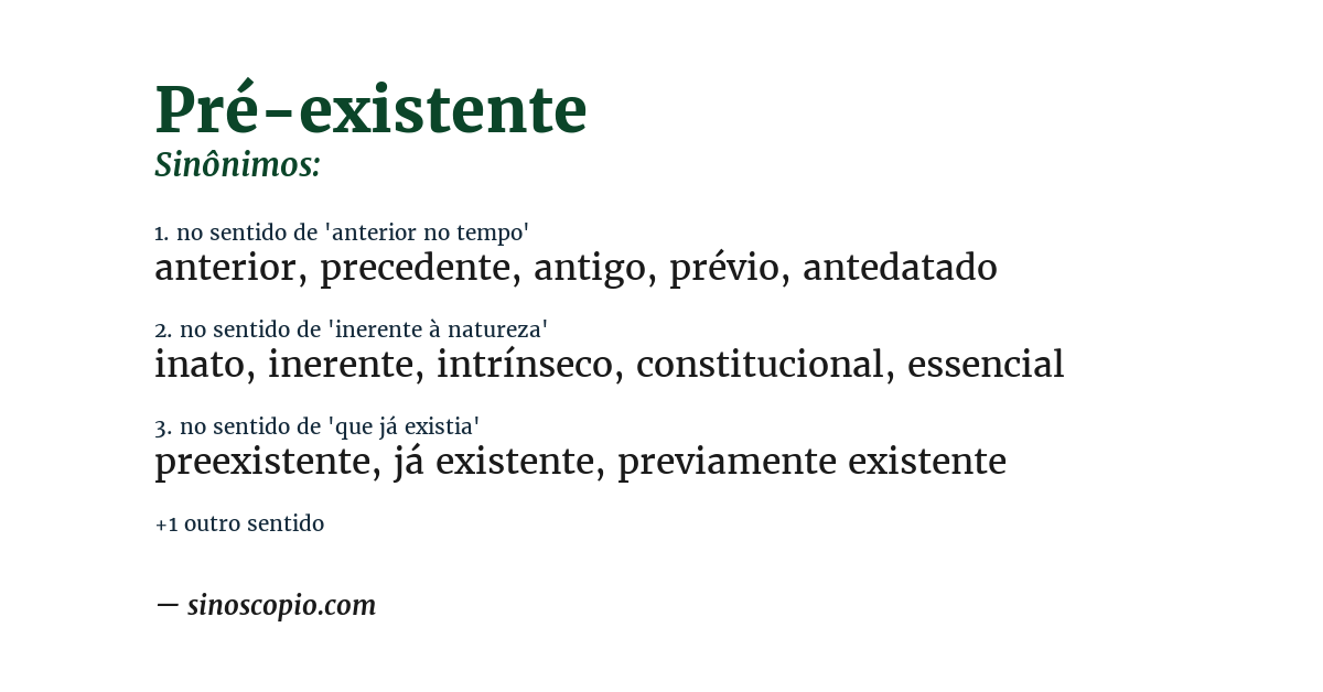 Sinônimo de pré-existente