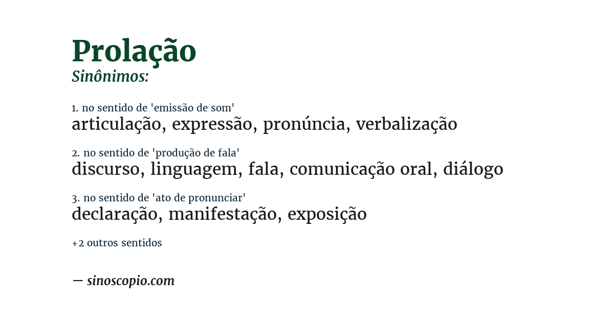 Sinônimo de prolação