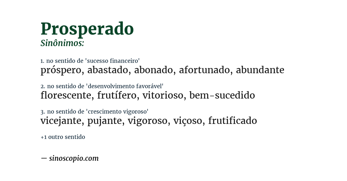 Sinônimo de prosperado