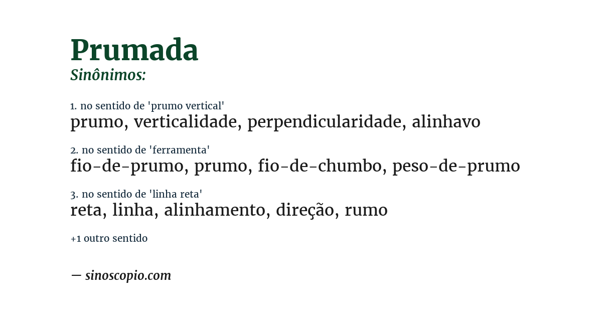 Sinônimo de prumada