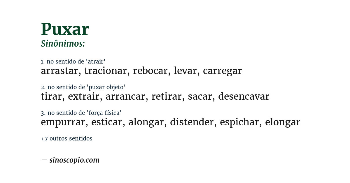 Sinônimo de puxar