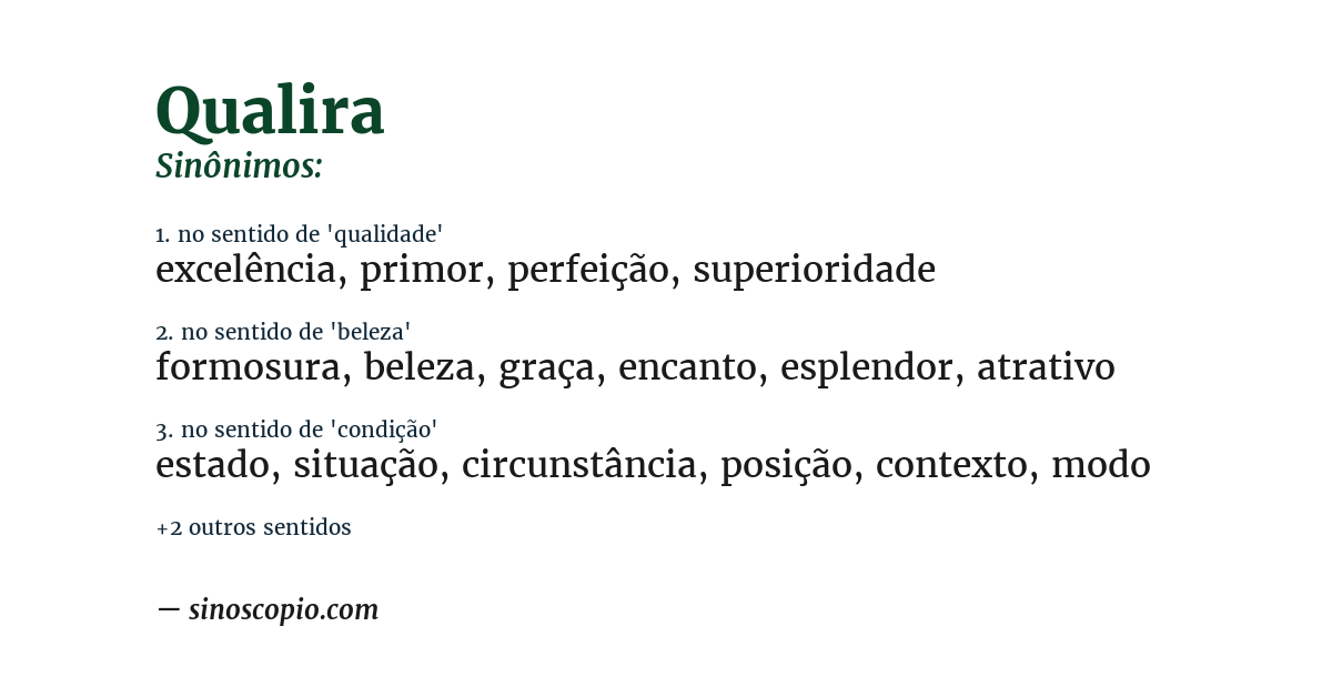 Sinônimo de qualira