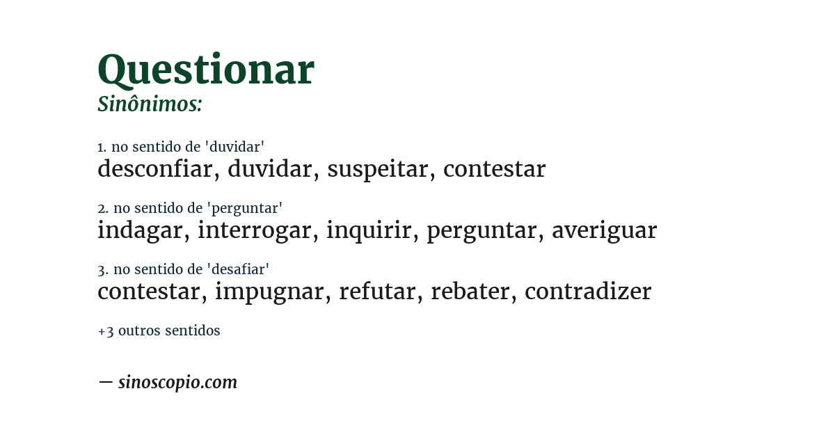 Sinônimo de questionar