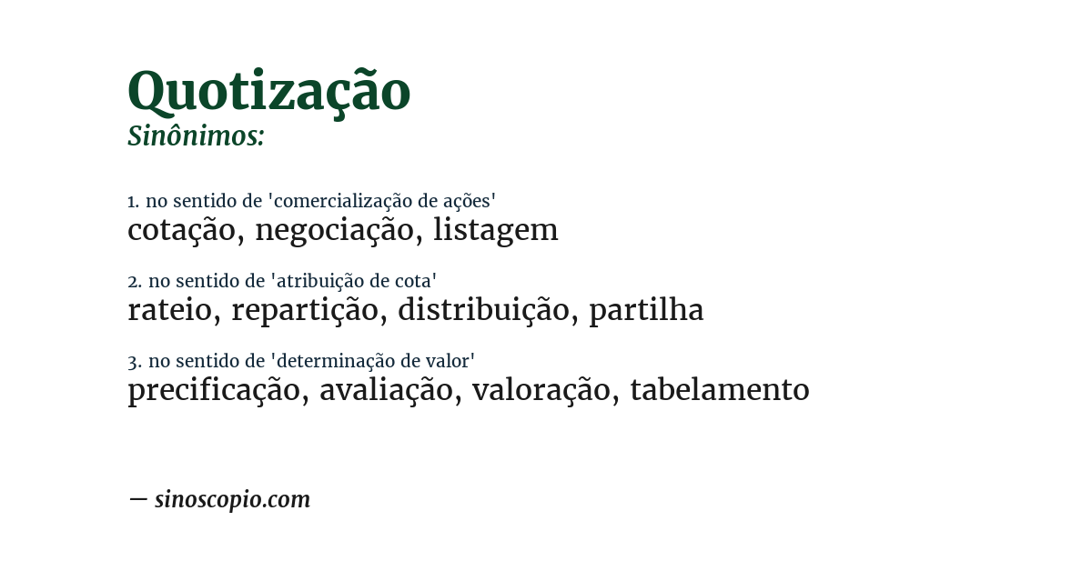 Sinônimo de quotização