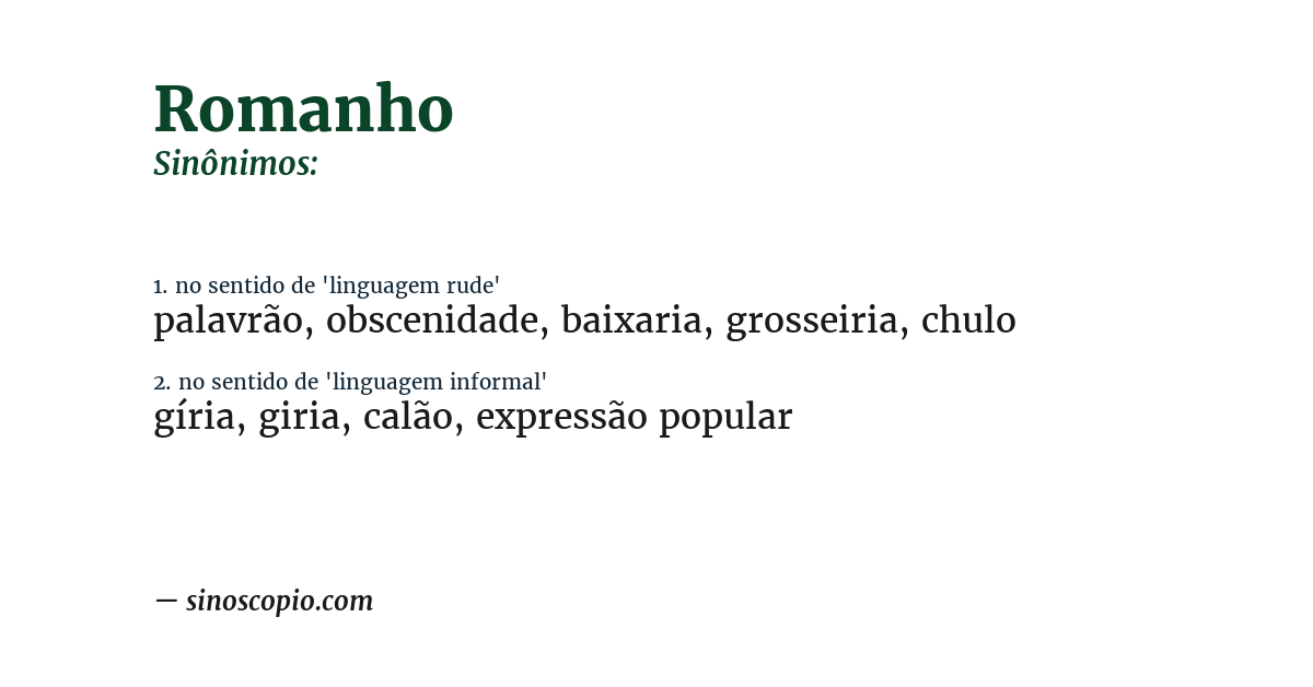 Sinônimo de romanho