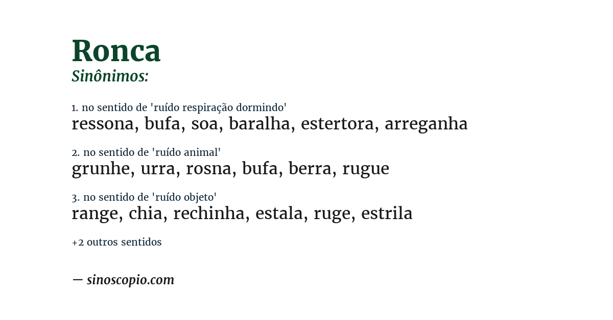 Sinônimo de ronca