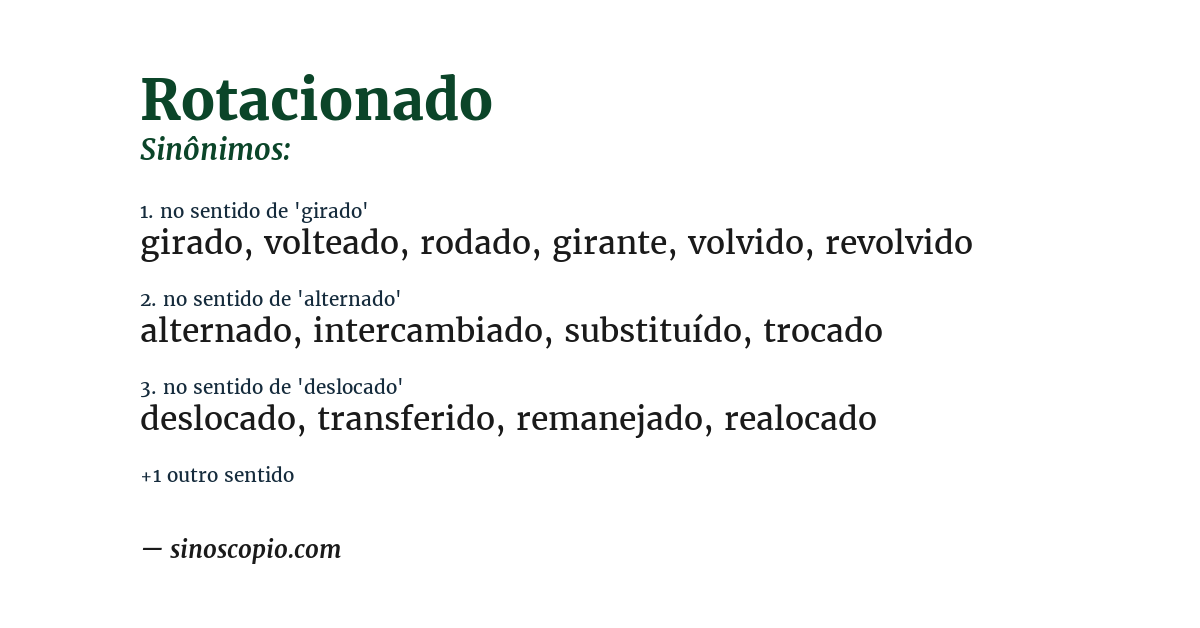 Sinônimo de rotacionado
