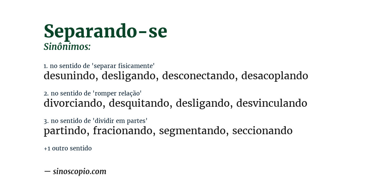 Sinônimo de separando-se
