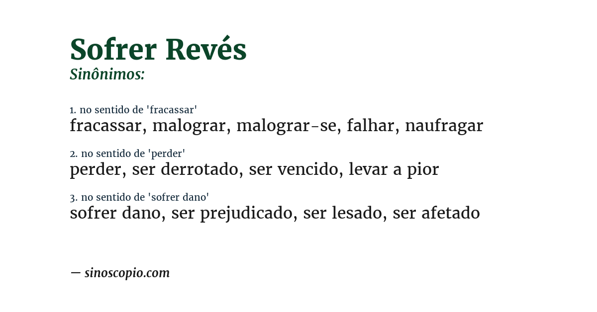 Sinônimo de sofrer revés