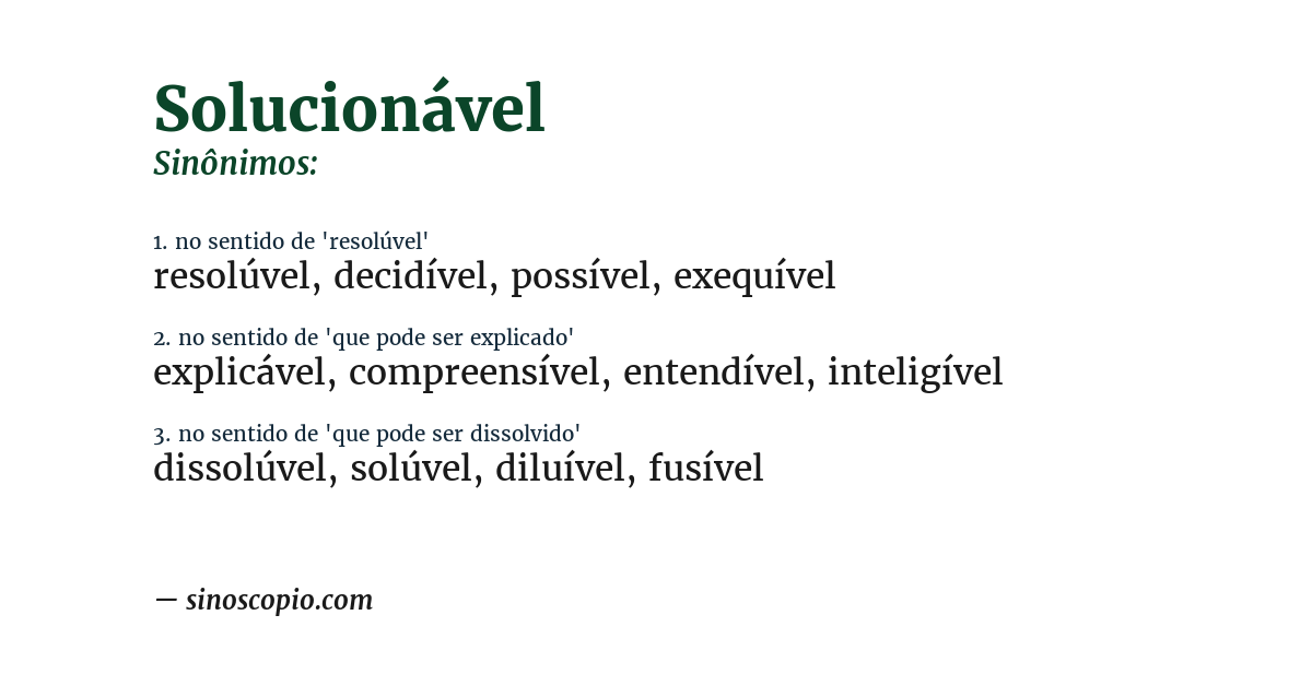Sinônimo de solucionável