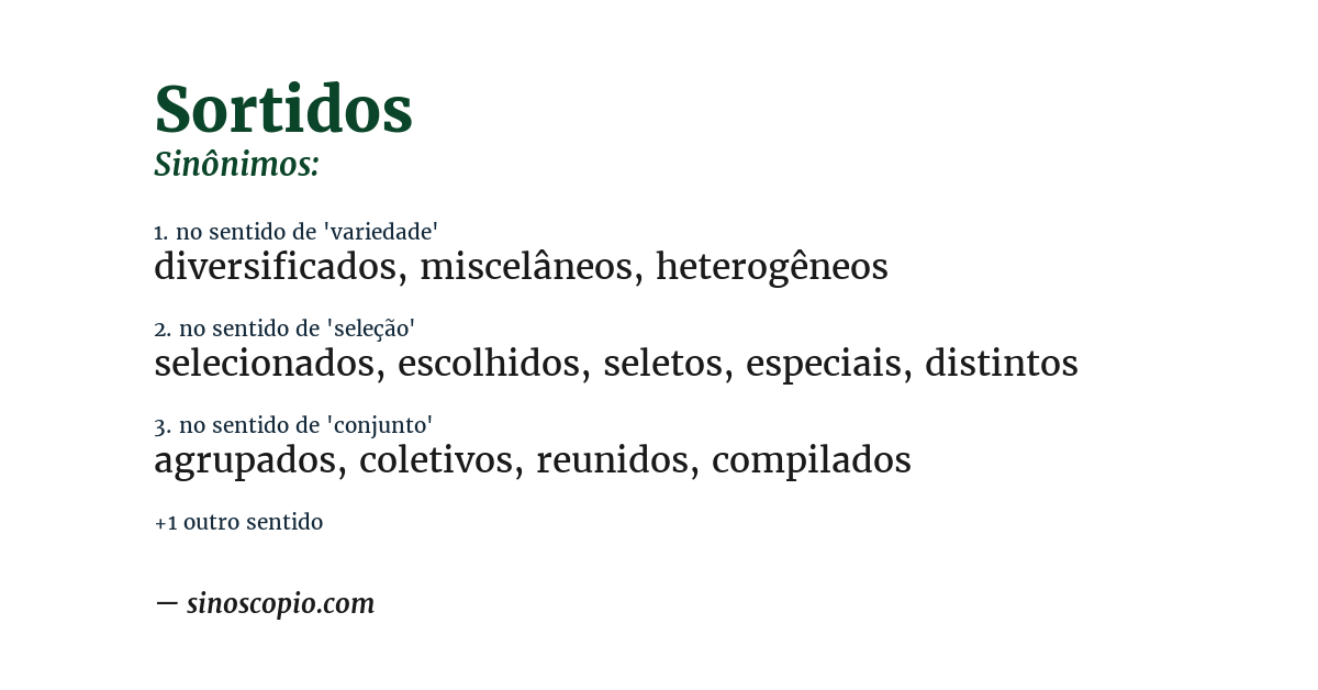Sinônimo de sortidos