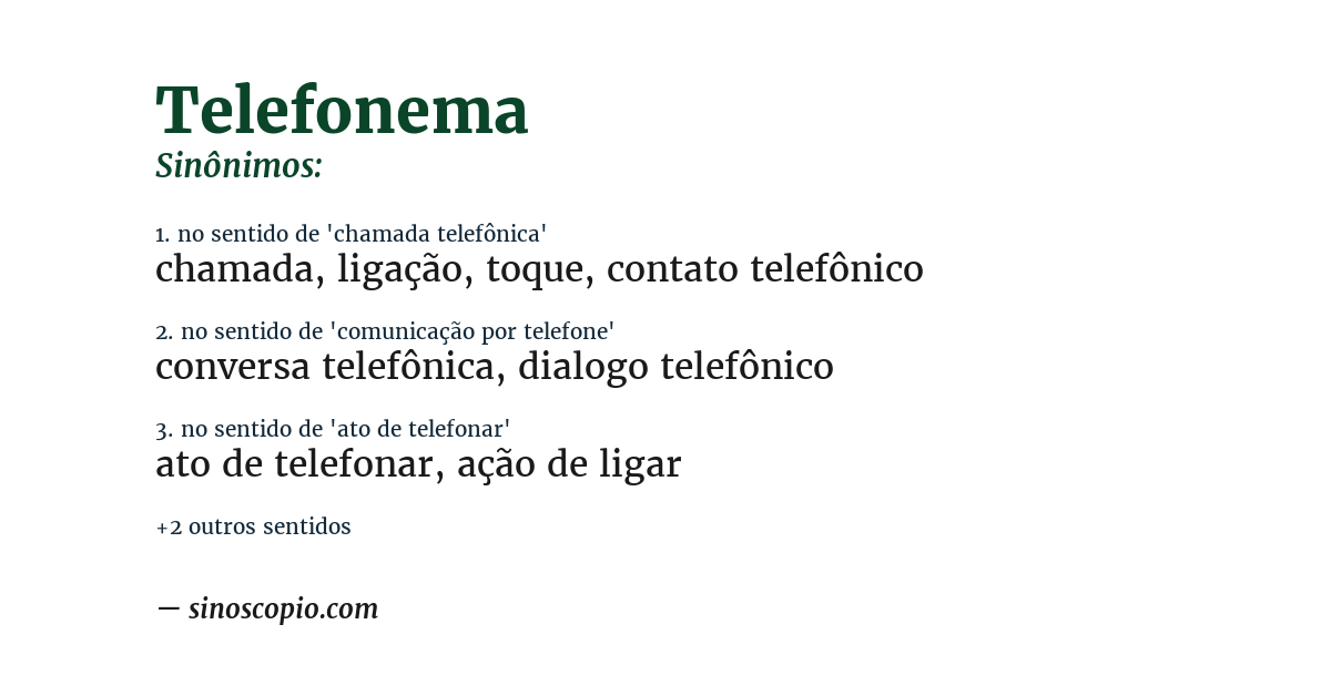 Sinônimo de telefonema
