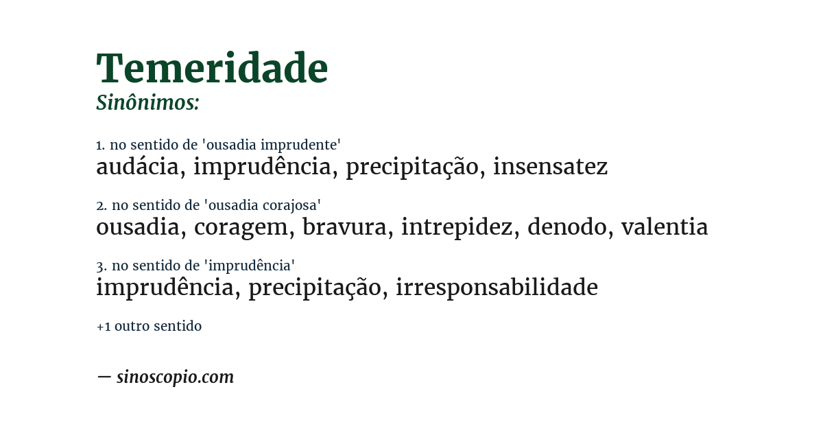 Sinônimo de temeridade