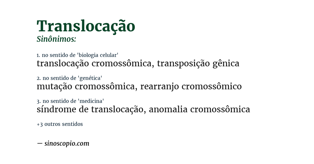 Sinônimo de translocação