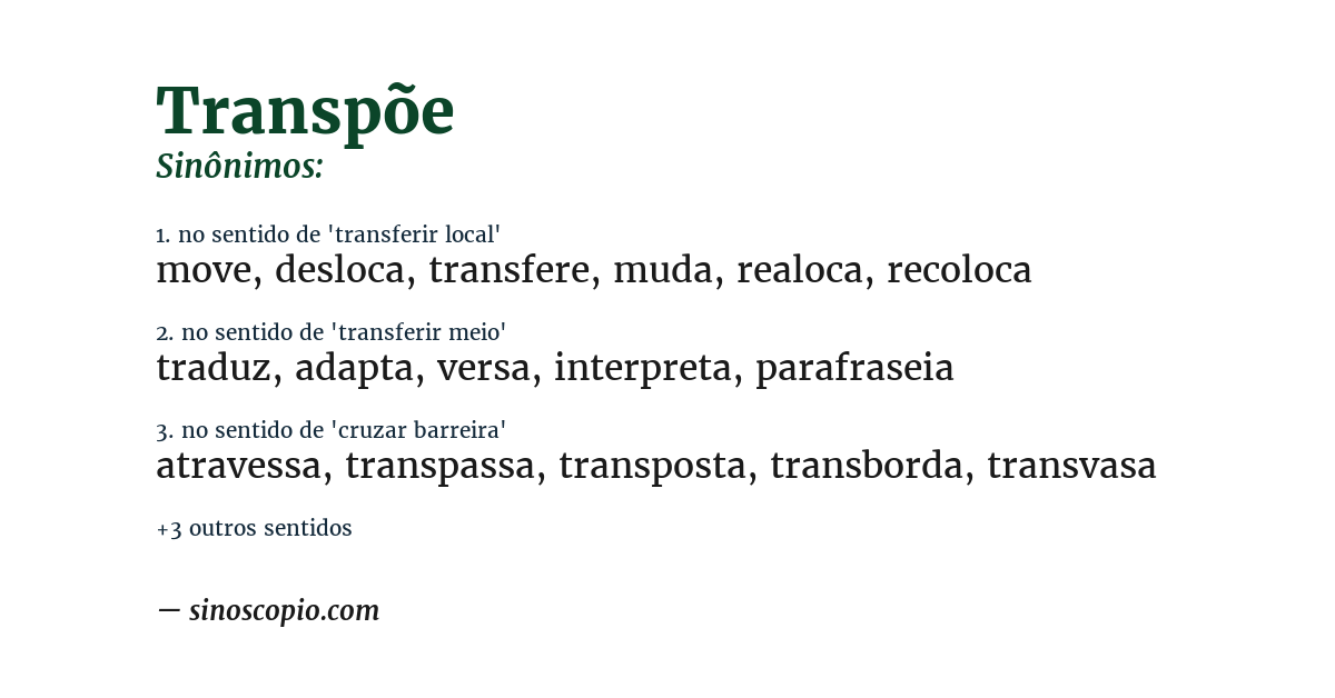 Sinônimo de transpõe