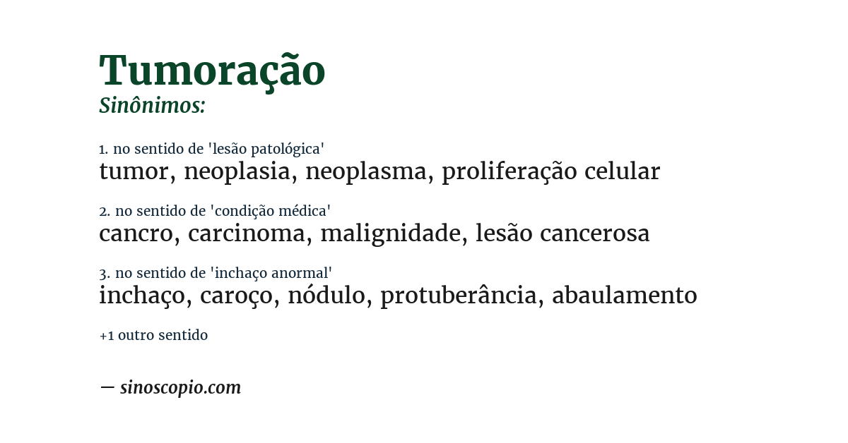 Sinônimo de tumoração