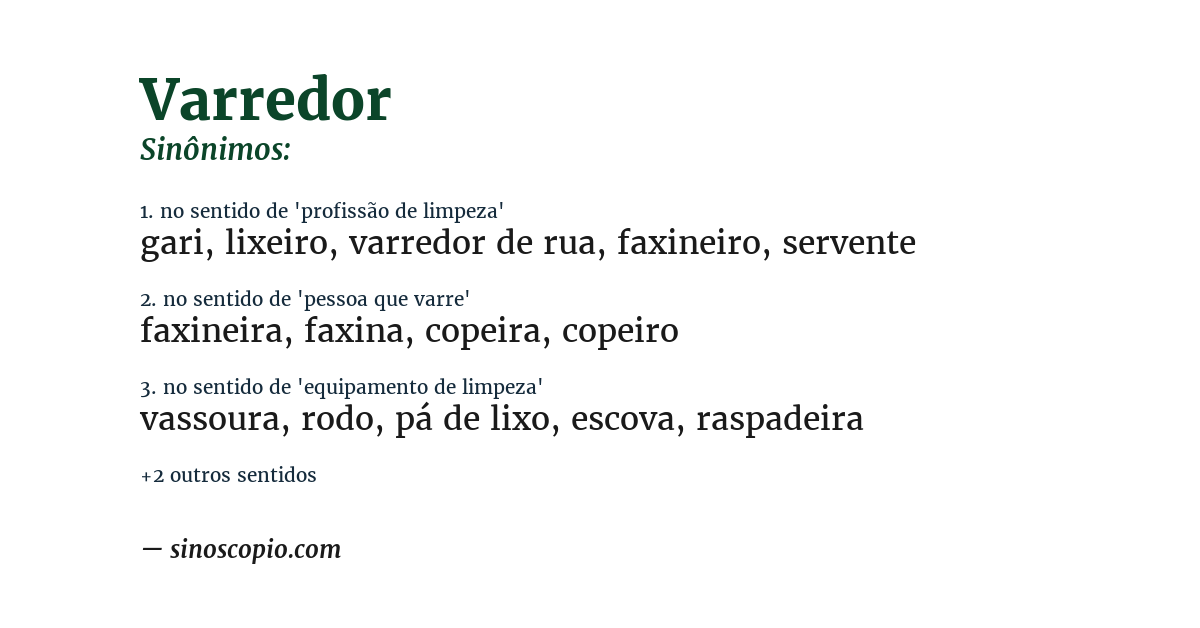 Sinônimo de varredor