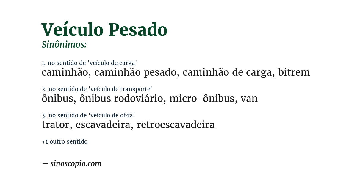 Sinônimo de veículo pesado