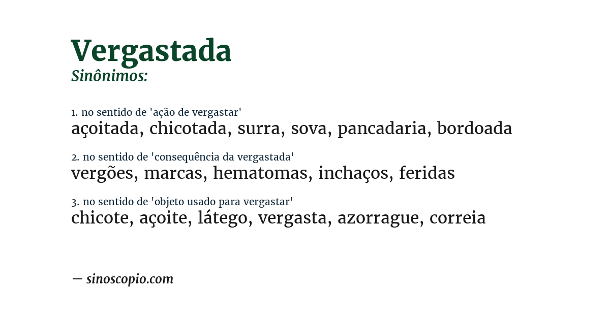 Sinônimo de vergastada