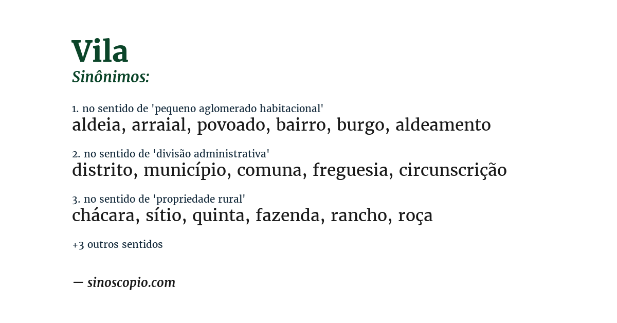Sinônimo de vila