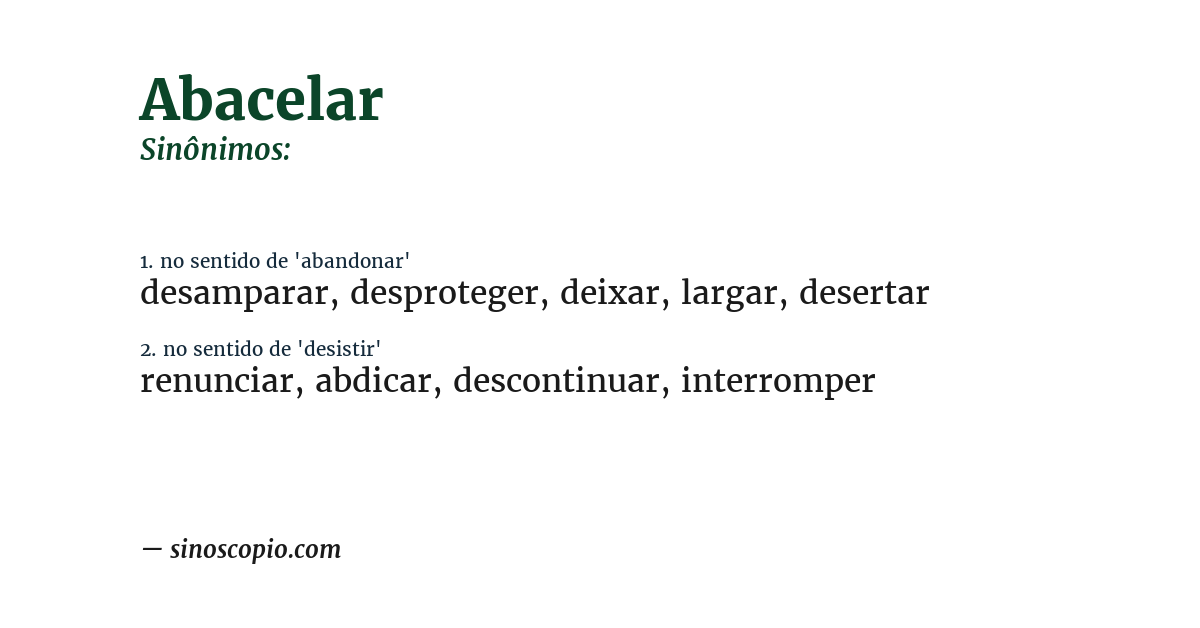 Sinônimo de abacelar