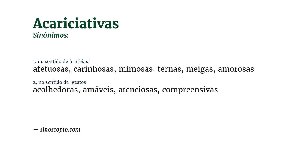 Sinônimo de acariciativas