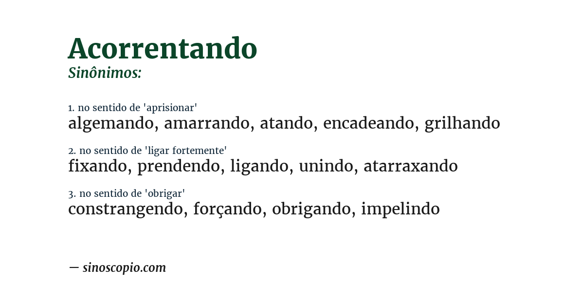 Sinônimo de acorrentando