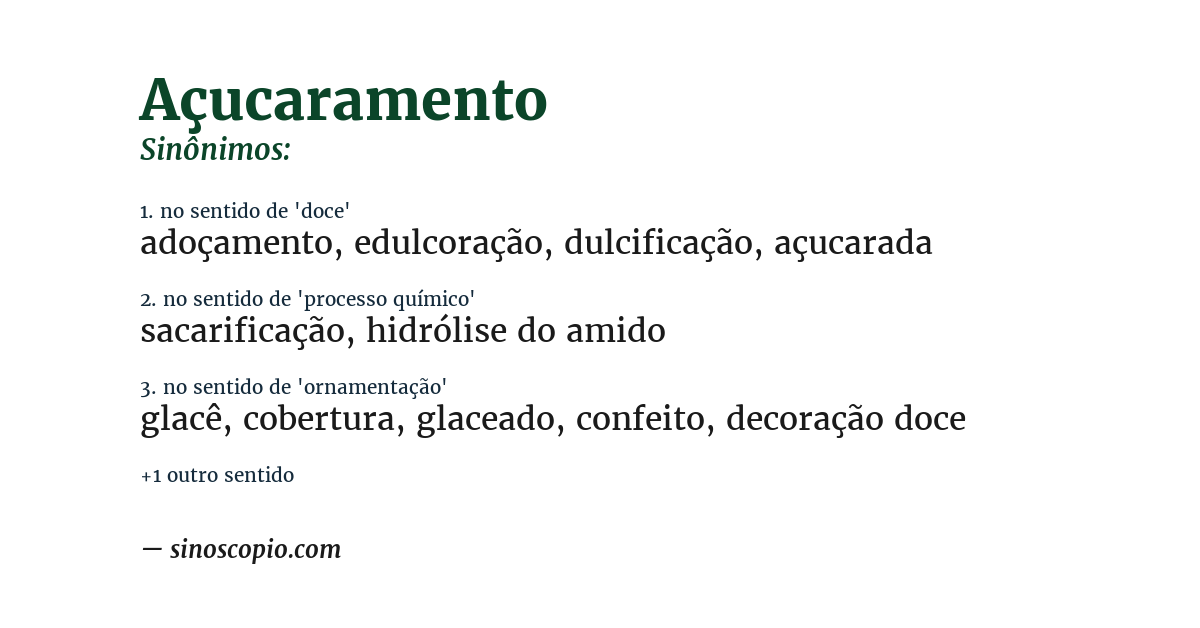 Sinônimo de açucaramento
