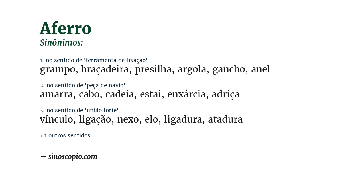 Sinônimo de aferro