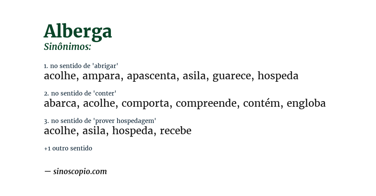 Sinônimo de alberga