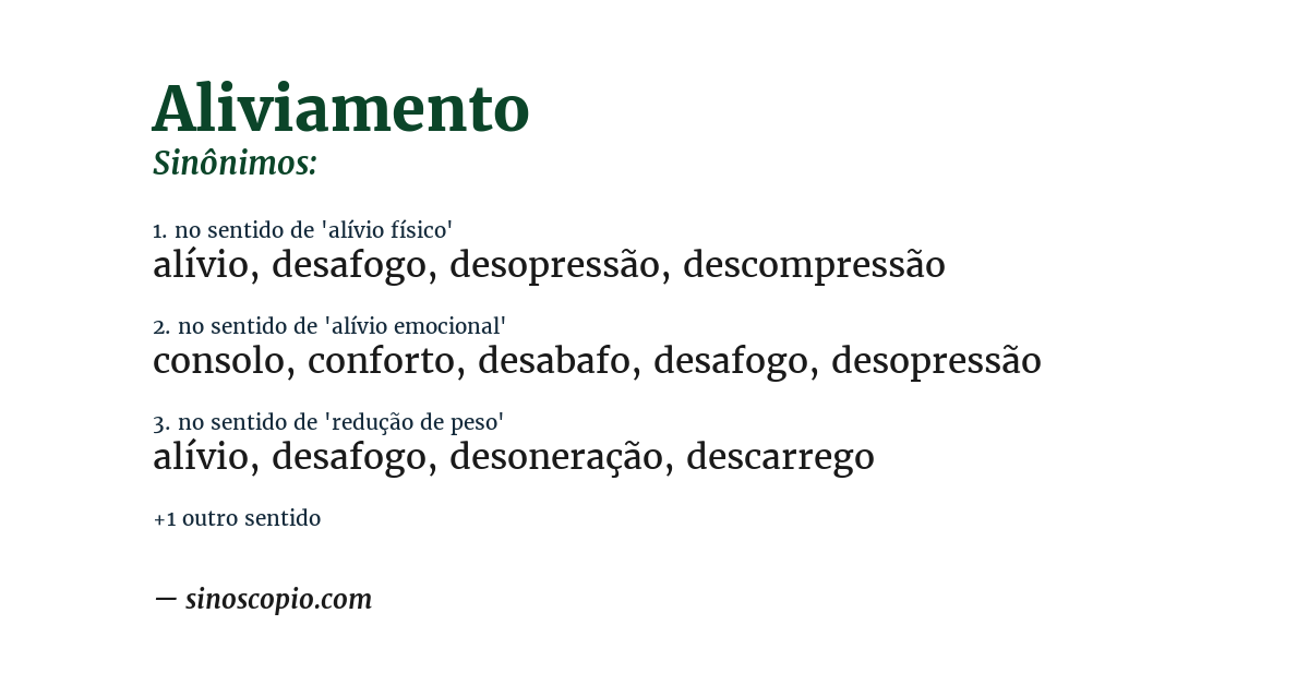 Sinônimo de aliviamento