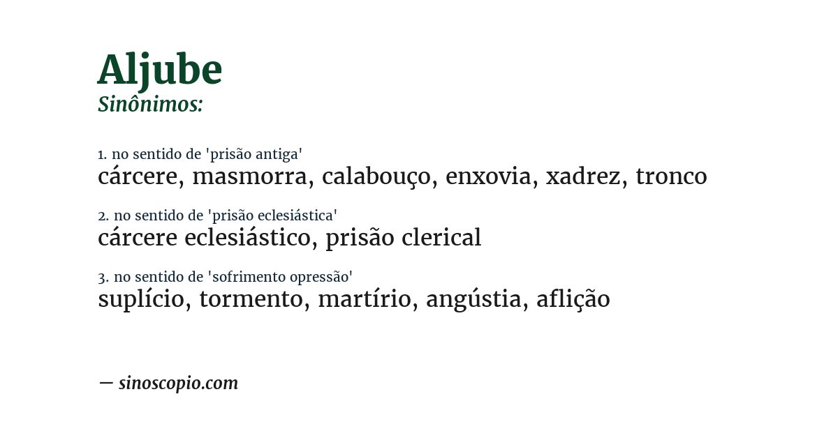 Sinônimo de aljube