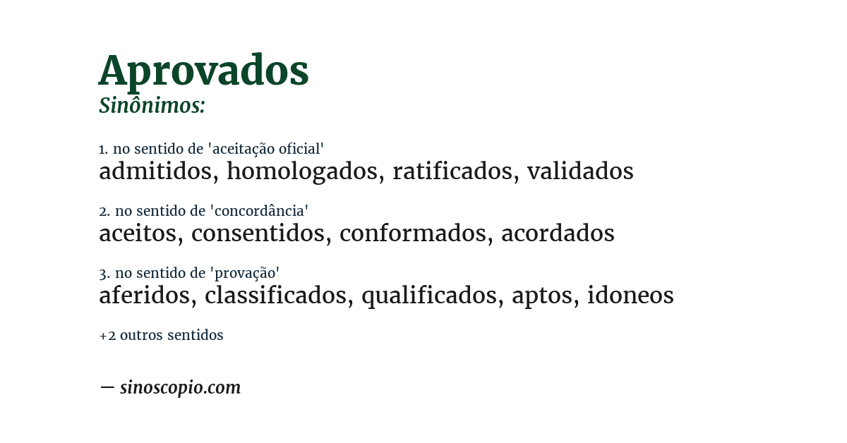 Sinônimo de aprovados