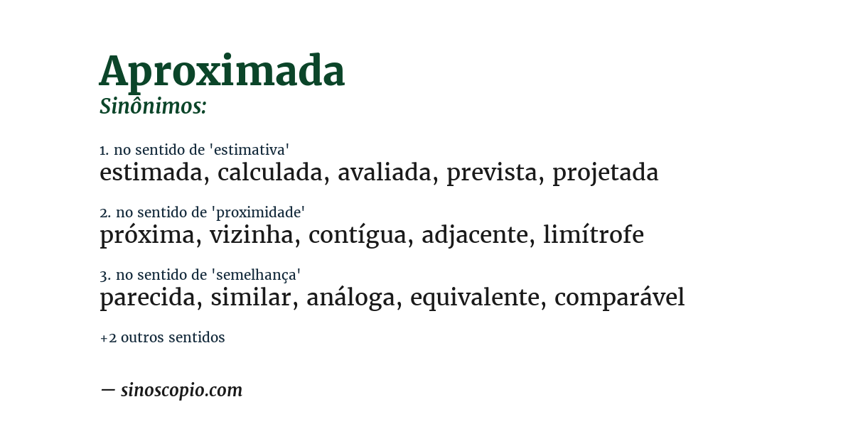 Sinônimo de aproximada